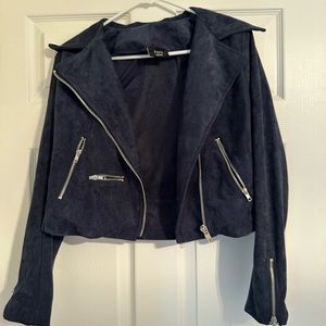 Vici Navy Velvet Bomber Jacket
